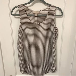 LOFT Cream and Black Geometric Tank